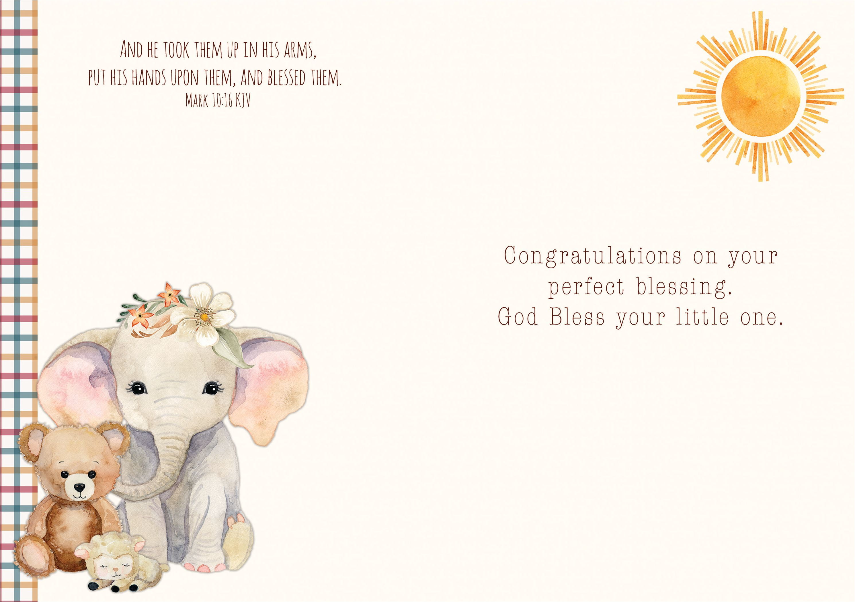 Shared Blessings You Are My Sunshine New Baby 1 Count Greeting Card,  Religious Congratulations Baby Shower with KJV Scripture Mark Bible Verse -  Walmart.com, image size:2982x2100