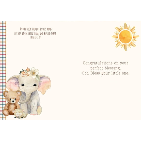 Shared Blessings You Are My Sunshine New Baby 1 Count Greeting Card, Religious Congratulations Baby Shower with KJV Scripture Mark Bible Verse
