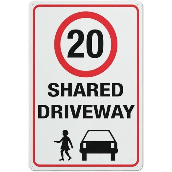 Shared Driveway 20Km Speed Limit Sign Outdoor Signs Aluminum 8"x12" Uv Ink Printed For House And Business