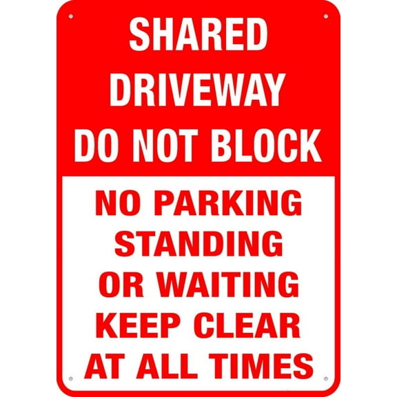 Shared Driveway Do Not Block Sign Signs Outdoor, Uv Printed Aluminum 12 X 8 In, Weatherproof And Security Signs For Home Or Business