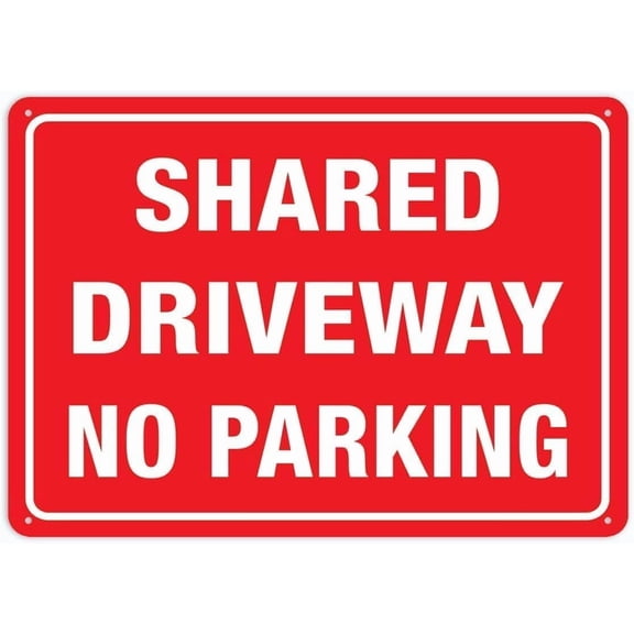 Shared Driveway No Parking Warning Tin Sign, Metal Wall Decor For Home Kitchen Farm Garden Garage, Driveway Rule Sign, 8x12 Inch