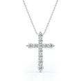 thumbnail image 1 of Shared-Prong 0.10 TCW Round Shape Moissanite Pave Style Cross Pendant Necklace in 18K White Gold Plating over Silver, 1 of 16