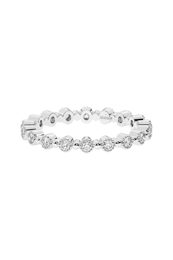 Shared Prongs Full Eternity Bubble Band 14K White Gold Over 1.8 Ct Simulated Diamond