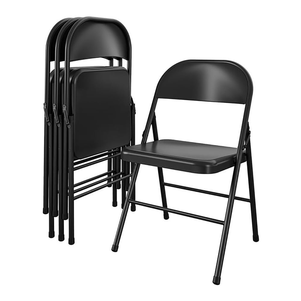 Sharemee 4 Pack Steel Folding Chairs, Portable Stackable Commercial