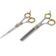 thumbnail image 1 of Sharf Shears, 6.5" Stainless Steel Barber Scissors + 6.5’’ 30-Teeth Thinning Shears for Men & Women | Gold Touch Series, 1 of 7