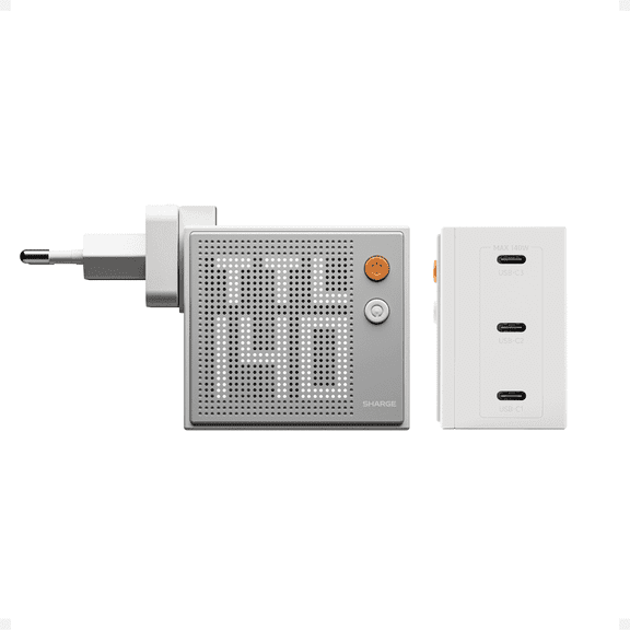 Sharge Pixel 140 Laptop Charger 140W USB C GaN Charger 3-Port with Smart Dot-Matrix Display PD3.1 Fast Charging for Laptops, Phones and More