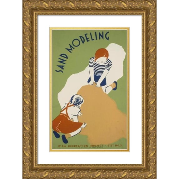 Shari Weisberg 11x14 Gold Ornate Wood Frame and Double Matted Museum Art Print Titled - Sand Modeling (1936)