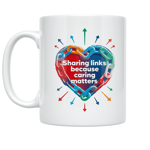 Sharing Links Because Caring Matters - Connection Enthusiast - 11 oz Ceramic Coffee Mug