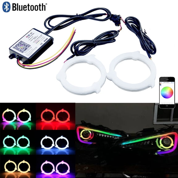 Sharingan RGB LED Halo Ring Dynamic Revolving Headlight Angel Eyes APP Control