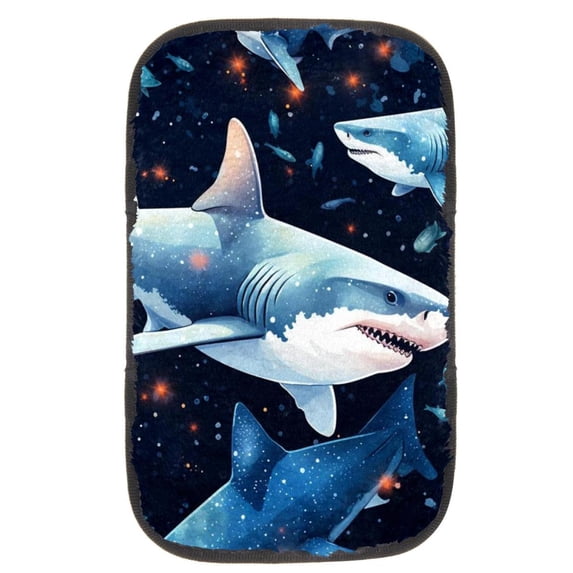 Shark 12.5x8.2 Inch Soft Comfortable Furry Printed Armrest Accessory Car Armrest Pad Mat
