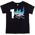 thumbnail image 1 of Shark 1st Birthday Shirt for Baby Boys Shark Themed First Birthday Outfit Black Short Sleeve Shirt, 1 of 4