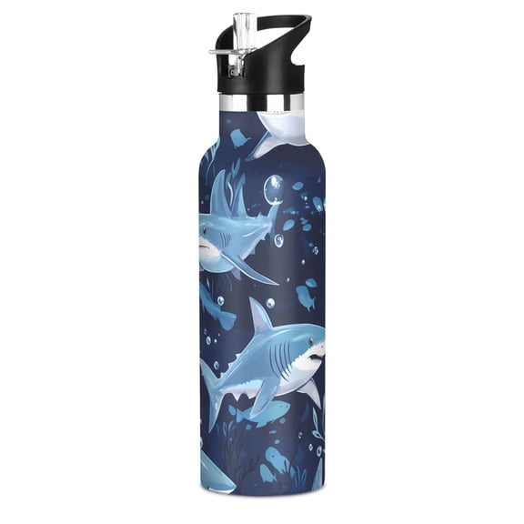 Shark 20oz Vacuum Insulated Stainless Steel Water Bottle BPA-Free Leak Proof Straw Lid