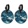 thumbnail image 1 of Shark 2pcs PU Leather Round Bag Tags with Privacy Cover and Name ID Tag - Suitcase Tags for Travel Luggage, Handbags, Backpacks, School Bags, 1 of 6