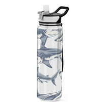 Shark 32oz Water Bottles with Straw Tritan Leakproof Sports Bottle BPA Free Clear for Fitness Gym Swimming Cycling
