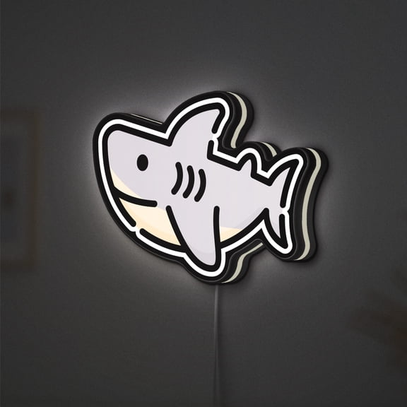 Shark 3D Novelty Light Box, Nautical Themed Desk Lamp for Coastal Decor and Sea Enthusiasts (Height 12 inch, 30cm)