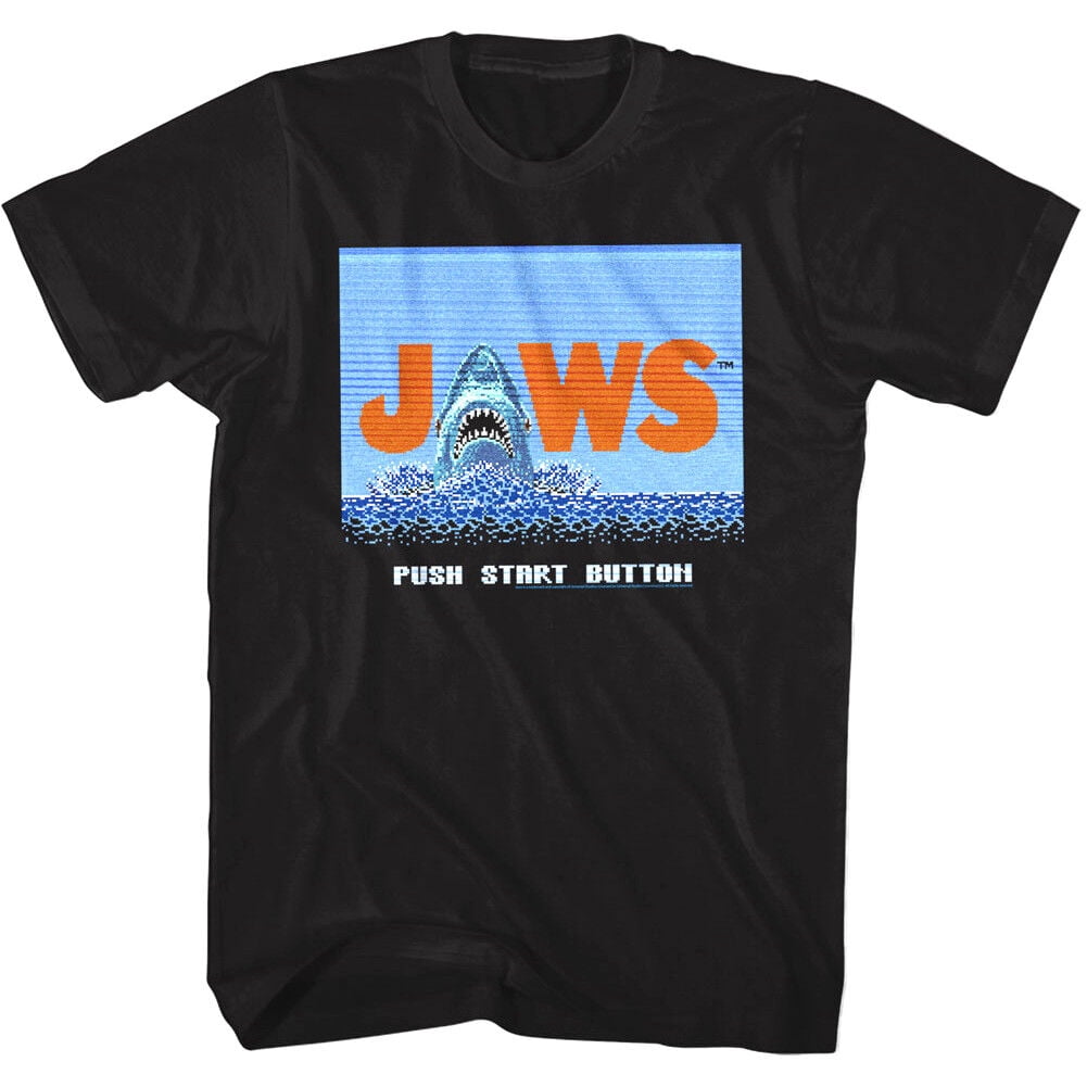 Shark 8Bit Pixel Video Game Men's Shirt Vintage Computer Gaming Push ...