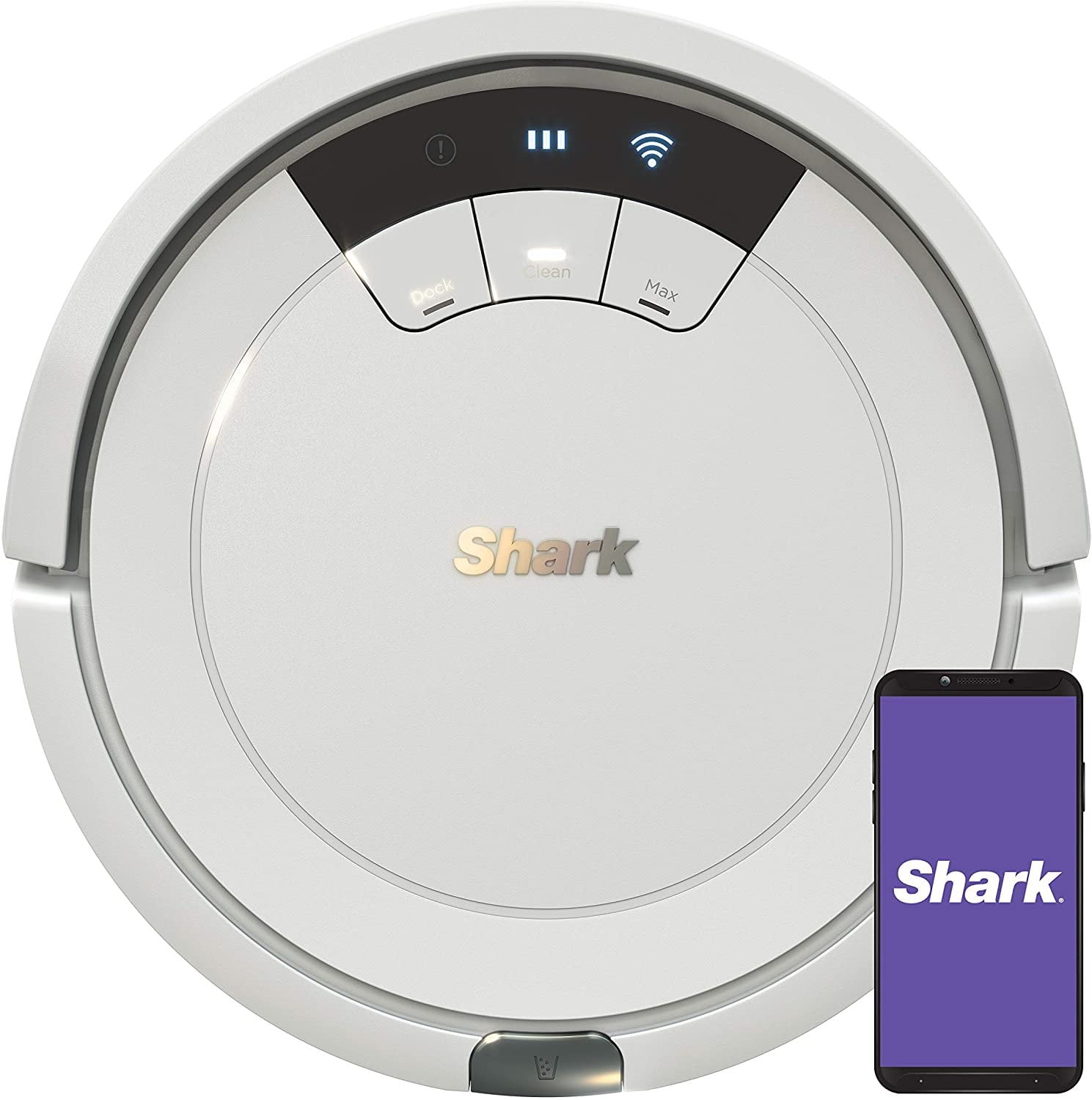 Shark ION Robot Vacuum AV752, Wi-Fi Connected, 120min Runtime, Works with Alexa, Multi-Surface Cleaning, White