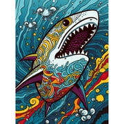 Shark Acrylic Painting Colourful Psychedelic Patterns Aquatic Animal Pop Art Extra Large XL Wall Art Poster Print