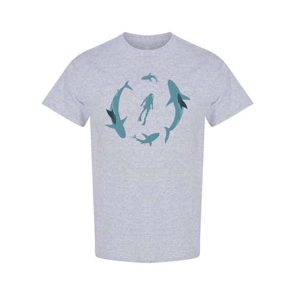Shark And Scuba Diver T-Shirt Men -Image by Shutterstock, Male x-Large