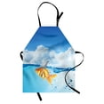 thumbnail image 1 of Shark Apron Cute Goldfish with Shark Fin on Top of the Water Fake Comical Humorous Nature Image, Unisex Kitchen Bib Apron with Adjustable Neck for Cooking Baking Gardening, Blue Orange, by Ambesonne, 1 of 3