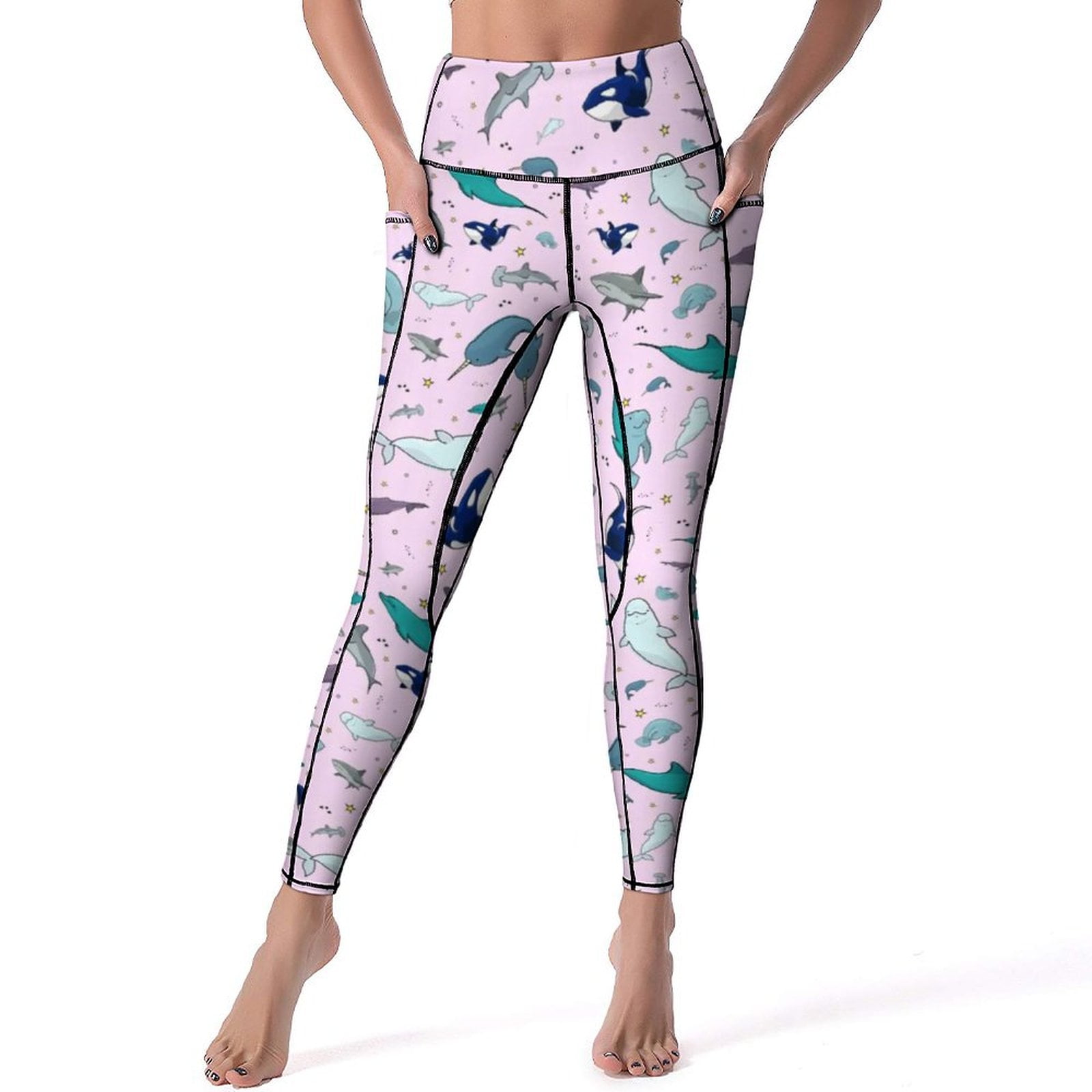 Shark Art Print Leggings Hammerhead Sharks Fitness Yoga Pants Push Up ...