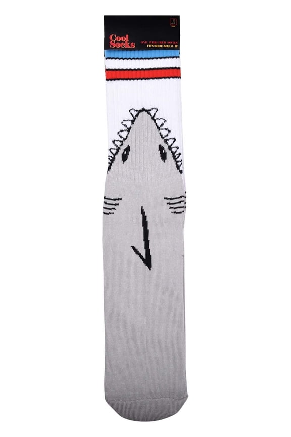 Shark Attack Grey One Size Fits Most Crew Socks