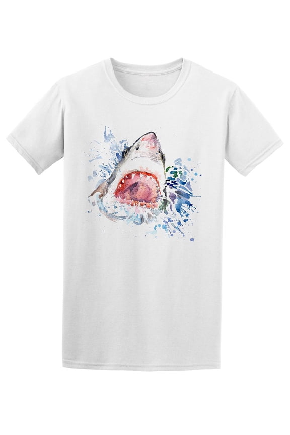 Shark Attack In Brush Style T-Shirt Men -Image by Shutterstock, Male Small