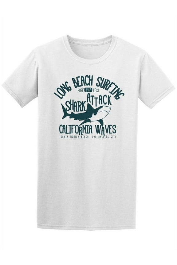 Shark Attack Long Beach Surf T-Shirt Men -Image by Shutterstock, Male Small