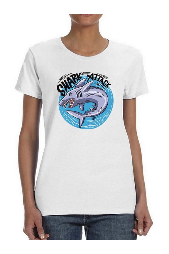 Shark Attack Print Shaped T-Shirt Women -Image by Shutterstock, Female XX-Large