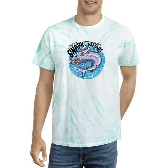 Shark Attack Print Tie Dye Cyclone Men -Image by Shutterstock, Male XX-Large