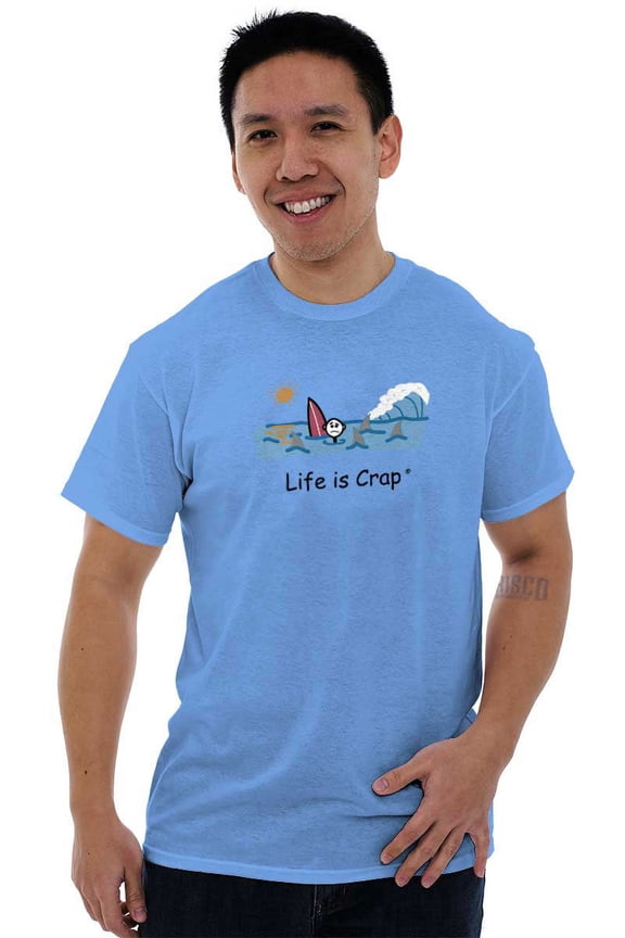 Shark Attack Surfer Surfing Beach Plus Size Crewneck Graphic Tee Shirt Brisco Brands 2X