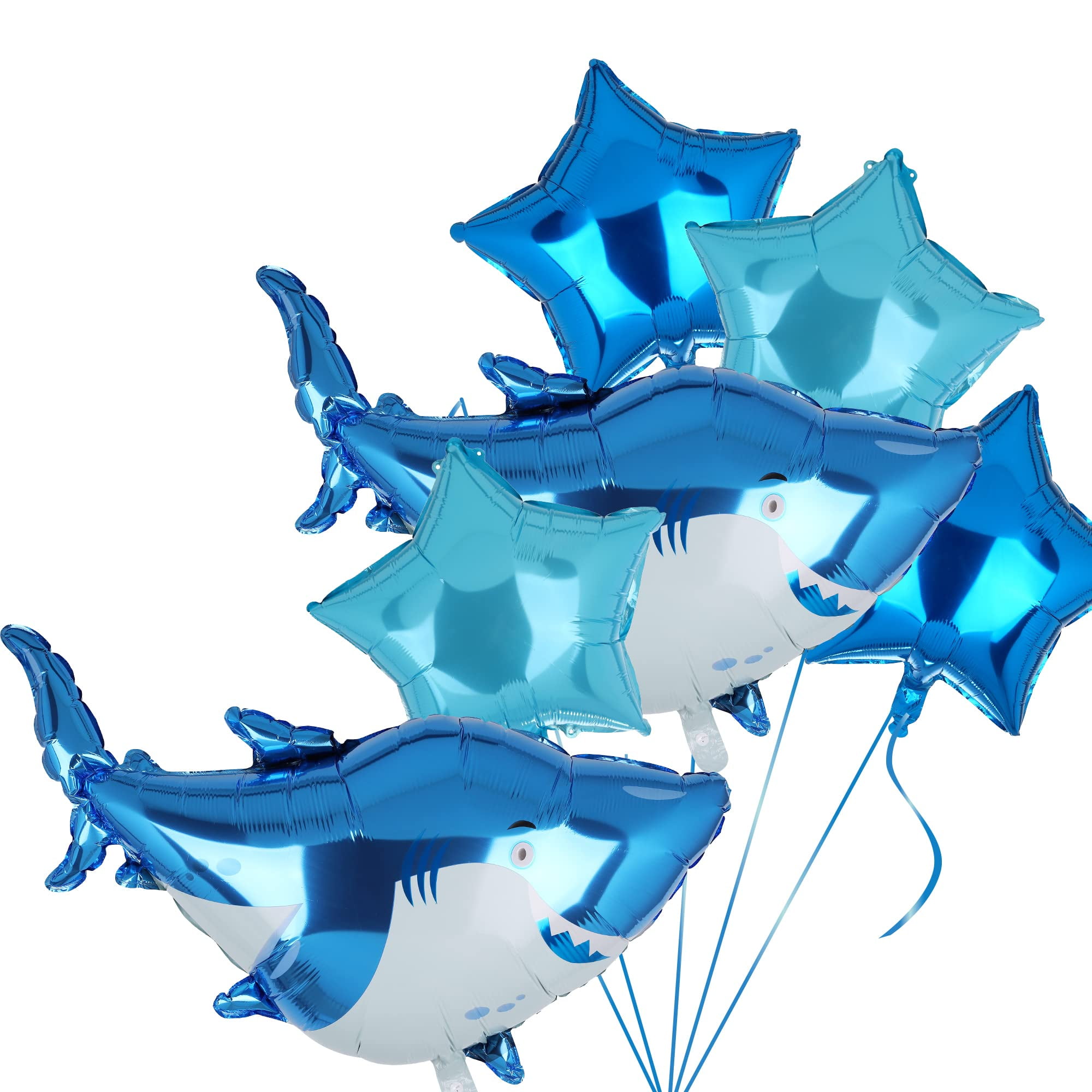 Shark Balloons 1st Birthday Baby Shower Ocean Shark Theme Party Mylar Foil Large Shark Star