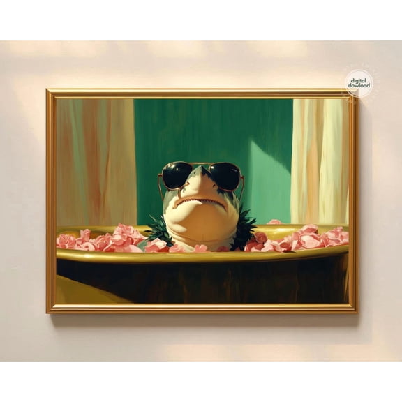 Shark Bath Quirky Bathroom Animal Unframed Paper Print