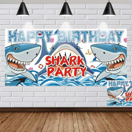 Shark Birthday Decoration Baby Shower Backdrop Banner 5x2.3ft Party Decorations