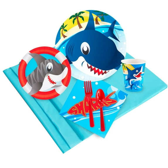 Shark Birthday Party Deluxe Tableware Kit Serves 8