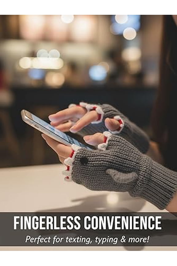 Shark Bite Knitted Gloves, Ocean Lover Gift, 2026 New Fingerless Gloves for Women and Men, Gift for Teen, Women and MenA pair Grey