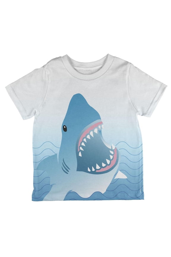 Shark Bite Ombre Waves All Over Toddler T Shirt Blue 4T