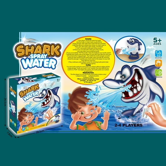 Shark Bite Spray Water Prank Game Toy For Kids Interactive Family Play With Pump Teeth