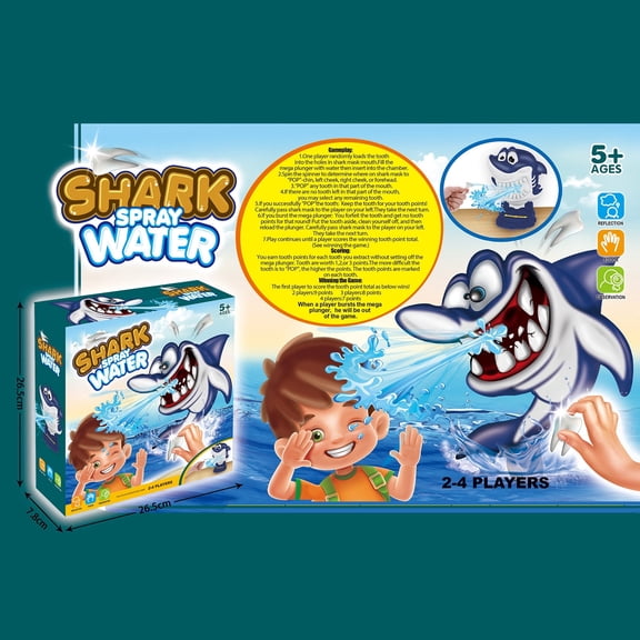 Shark Bite Spray Water Prank Game Toy For Kids Interactive Family Play With Pump Teeth