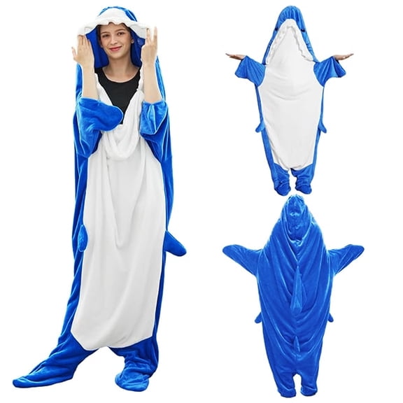 Shark Blanket Adult Boys Girls, Shark Onesie Hoodie Wearable hark Sleeping Bag, Soft Cozy Onesie Costume Gift