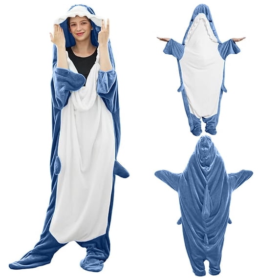 Evlmd Shark Blanket Adult Boys Girls, Shark Onesie Hoodie Wearable hark Sleeping Bag, Soft Cozy Onesie Costume Gift