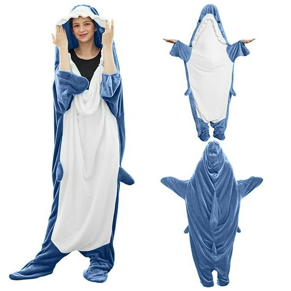 Shark Blanket Adult Boys Girls, Shark Onesie Hoodie Wearable hark Sleeping Bag, Soft Cozy Onesie Costume Gift