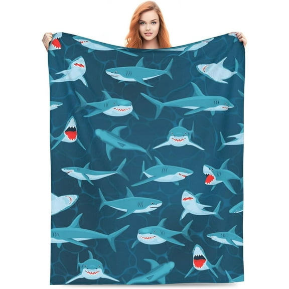 Shark Blanket for Baby Boy Girl, Soft Fleece Throw Blanket for Couch Bed, Shark Gifts for Shark Lovers, Cozy Lightweight Blanket Toddler Kids Adults, 40×50 Inch