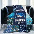 thumbnail image 1 of Shark Blanket Blue Sharks Throws Cartoon Ocean Print Plush Blankets Fleece Fuzzy Gifts for Girls Boys Super Soft Warm Cozy Stuffed Animal for Couch Bed Sofa Decor for Men Women Kids 50"x40", 1 of 5