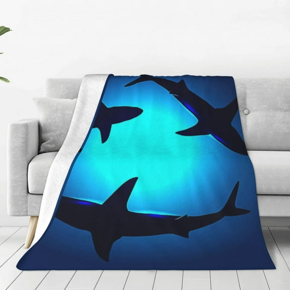 Shark Blanket Cartoon Cute Marine Animal Ligtweight Cozy Soft Print Throw Blankets for Kids Women Gifts 50"x40"