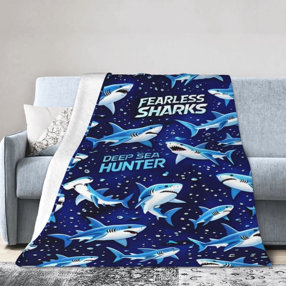Shark Blanket Gift Cozy Soft Home Decor Ocean Power Fearless Sharks Throw Blanket for and Teens 60x50