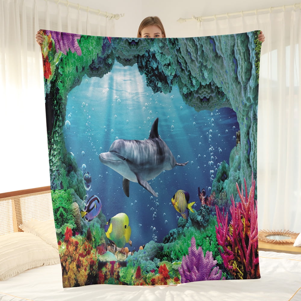 Shark Personalized Baby Blanket With Name - Soft Flannel Custom Blanket For Newborns, Kids, Baby Shower Gift