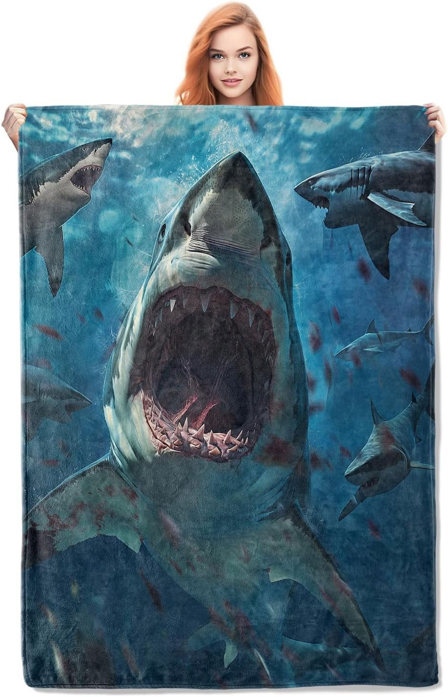 Shark Blanket - Soft Flannel Throw For Men, Boys, Adults - 40x50 Inch Cozy Couch Bed Blanket Gift