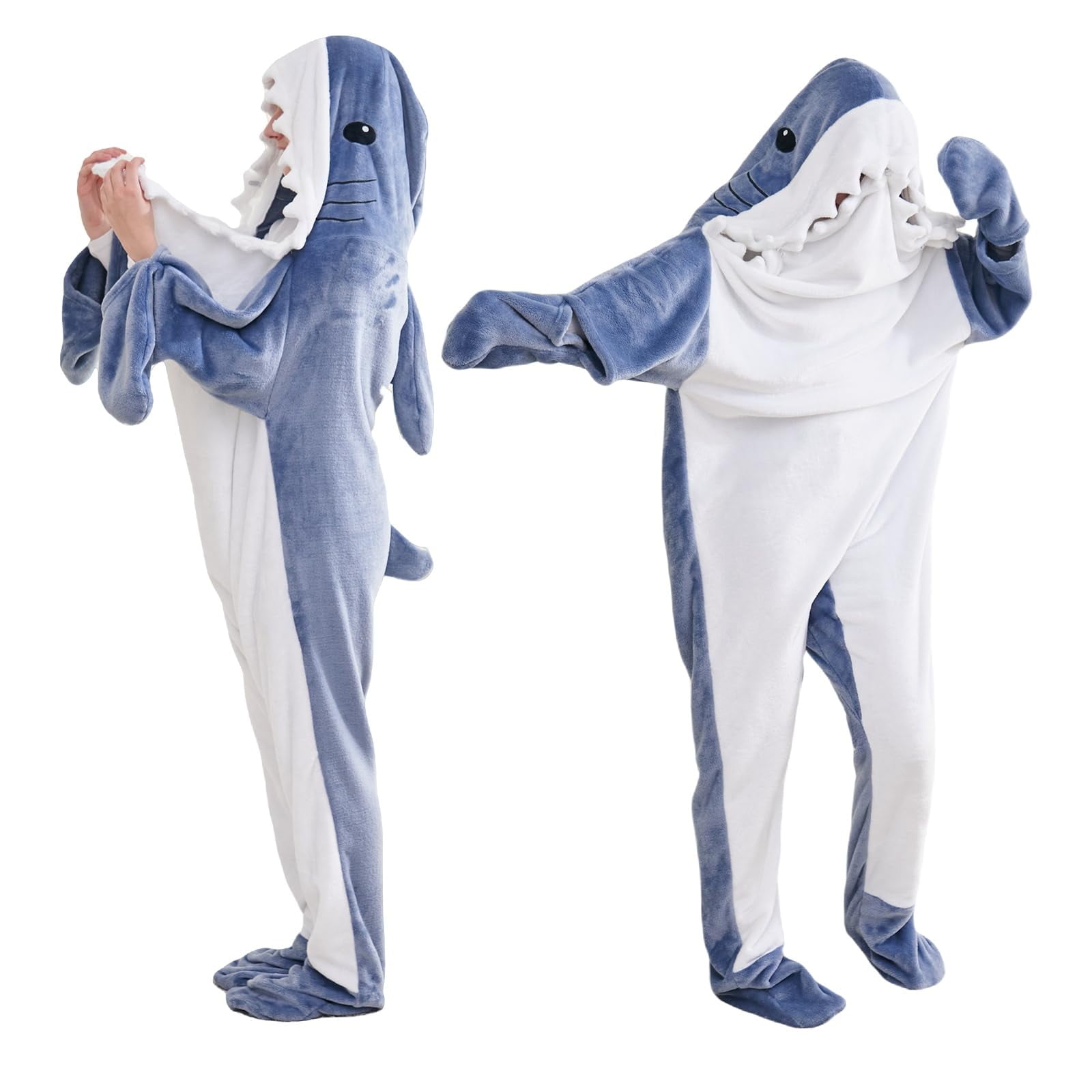 Shark Blanket Hoodie Onesie Blue Wearable Sleeping Bag for Adults Kids Soft Cozy Costume M Walmart