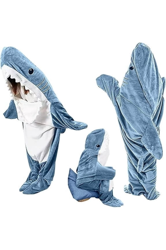 Shark Blanket Hoodie Onesie for Adults and Kids, Cozy Flannel Shark Sleeping Bag For Hight 51"-54"